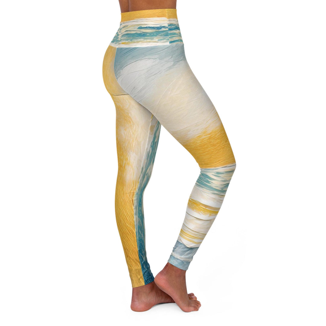 Womens High-waist Fitness Legging Yoga Pants - Blue Ocean Golden Sunset Print