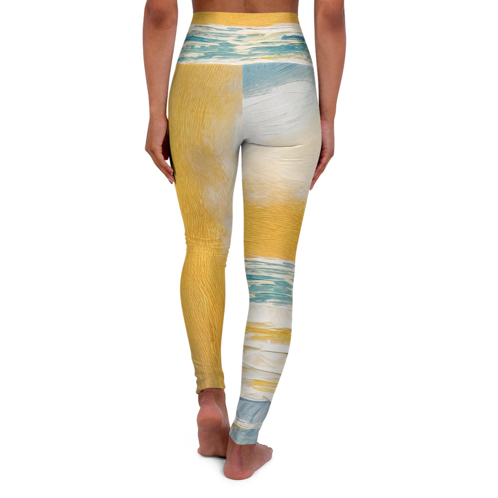 Womens High-waist Fitness Legging Yoga Pants Blue Ocean Golden Sunset Print