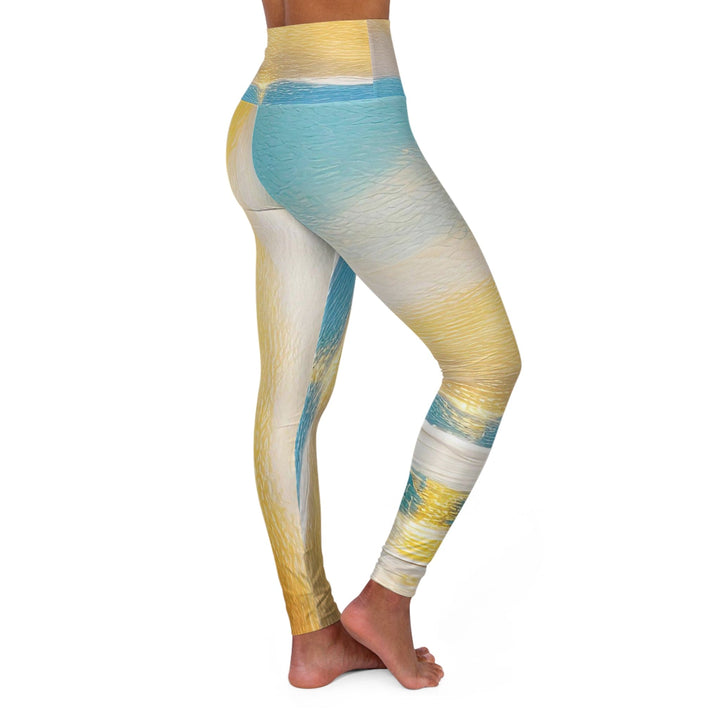 Womens High-waist Fitness Legging Yoga Pants Blue Ocean Golden Sunset Print