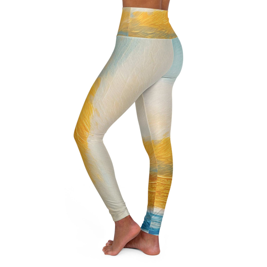 Womens High-waist Fitness Legging Yoga Pants - Blue Ocean Golden Sunset Print