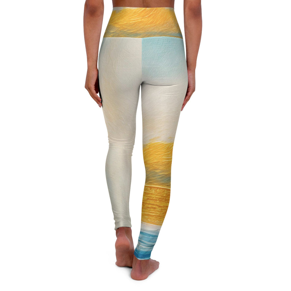 Womens High-waist Fitness Legging Yoga Pants - Blue Ocean Golden Sunset Print