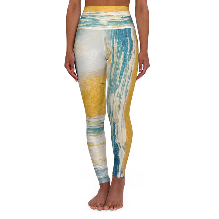 Womens High-waist Fitness Legging Yoga Pants - Blue Ocean Golden Sunset Print