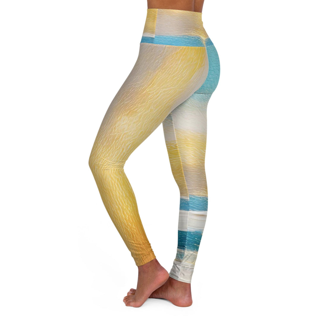 Womens High-waist Fitness Legging Yoga Pants Blue Ocean Golden Sunset Print