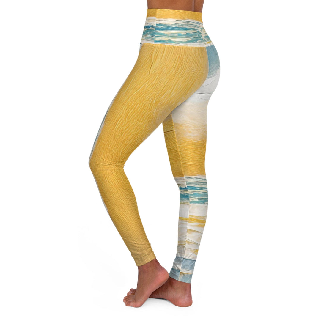 Womens High-waist Fitness Legging Yoga Pants - Blue Ocean Golden Sunset Print