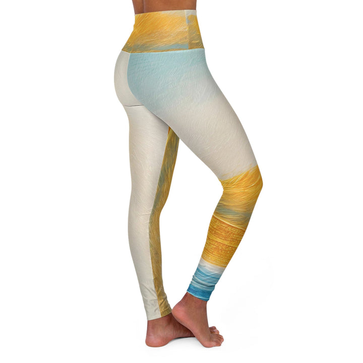 Womens High-waist Fitness Legging Yoga Pants - Blue Ocean Golden Sunset Print