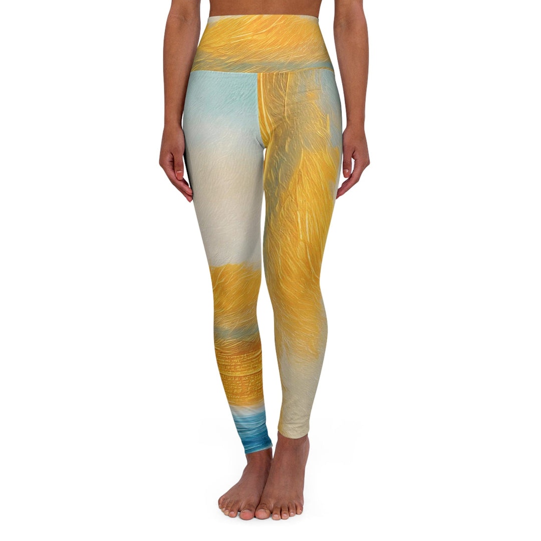 Womens High-waist Fitness Legging Yoga Pants - Blue Ocean Golden Sunset Print