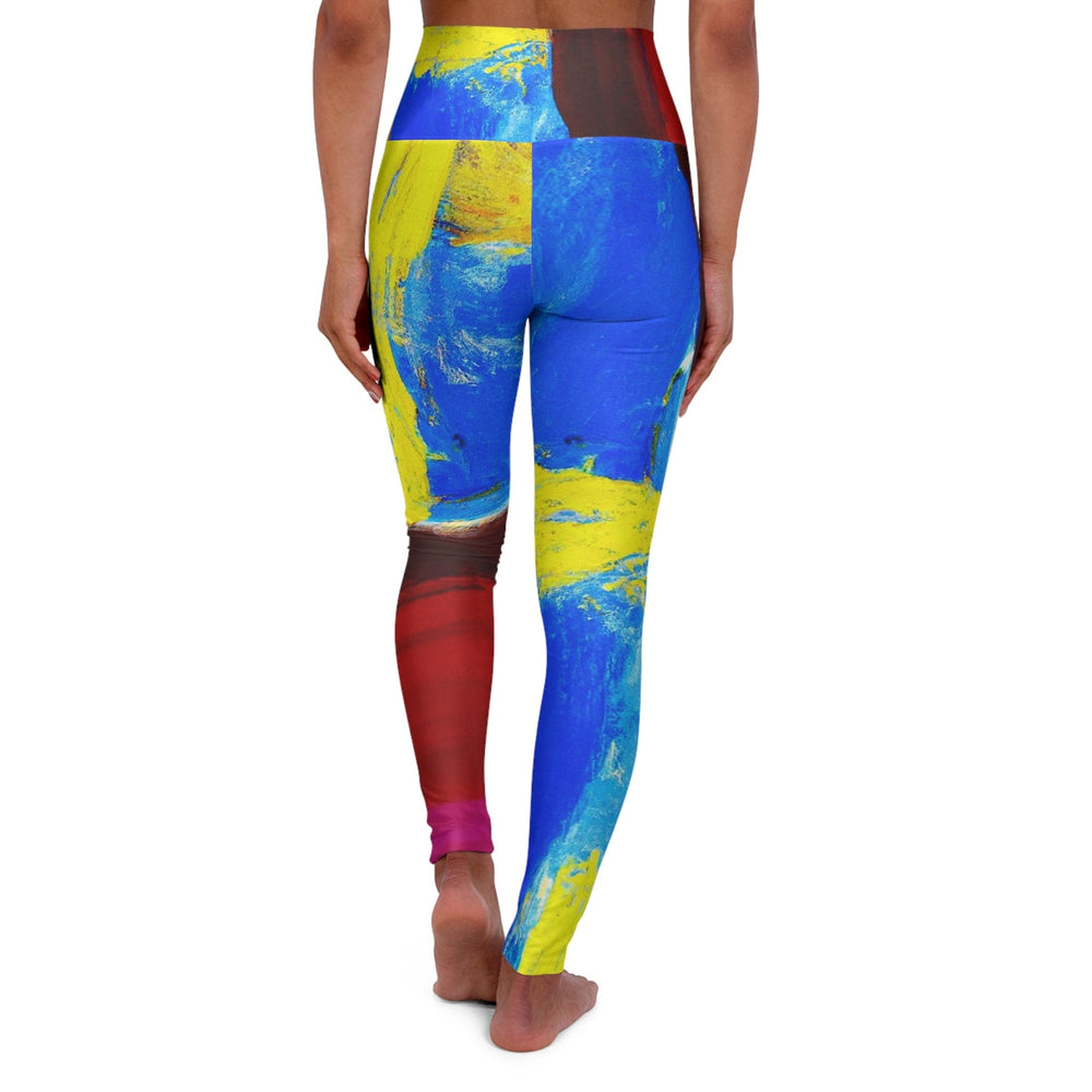 Womens High-waist Fitness Legging Yoga Pants Blue Red Abstract Pattern - Womens