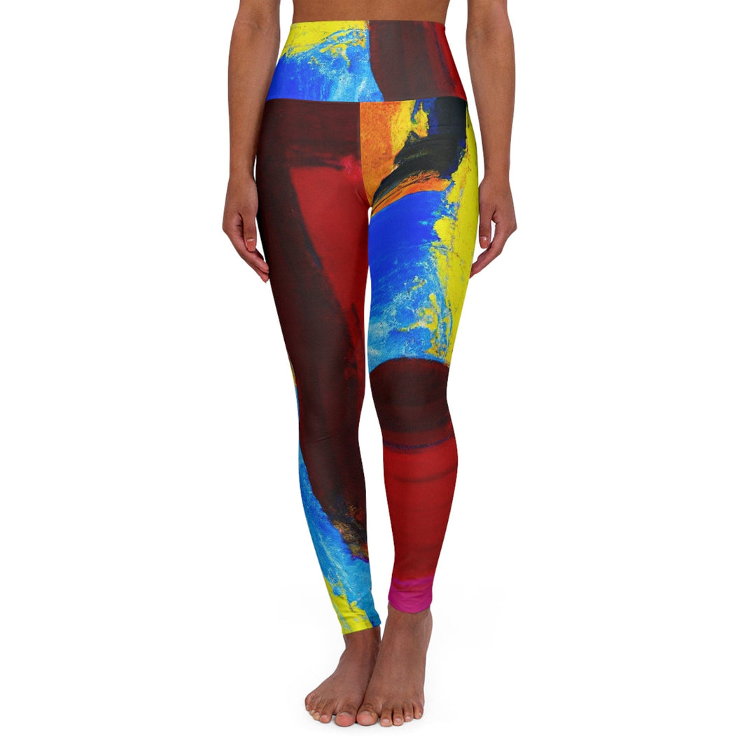 Womens High-waist Fitness Legging Yoga Pants Blue Red Abstract Pattern - Womens