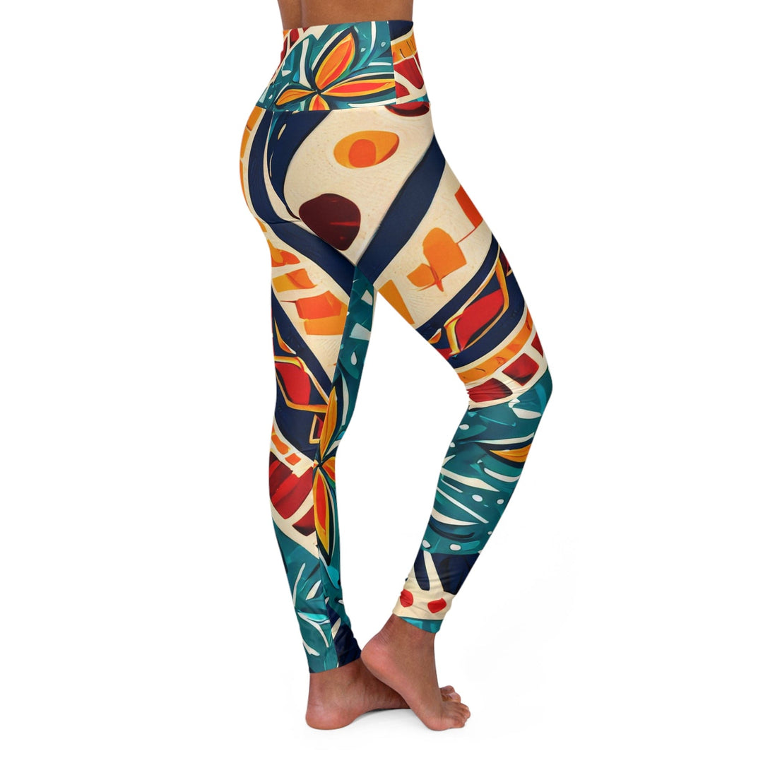 Womens High-waist Fitness Legging Yoga Pants - Boho Floral Print - Womens