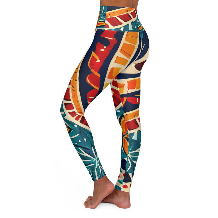 Womens High-waist Fitness Legging Yoga Pants - Boho Floral Print - Womens