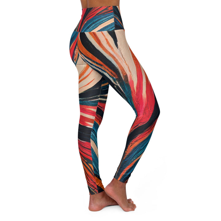 Womens High-waist Fitness Legging Yoga Pants Boho Multicolor Tropical Print