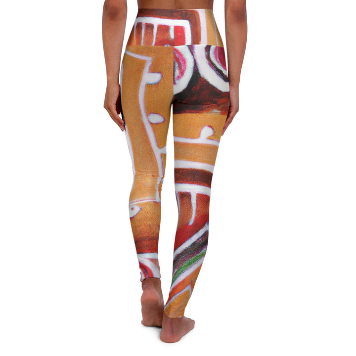 Womens High-waist Fitness Legging Yoga Pants Brown Orange Green Aztec Pattern