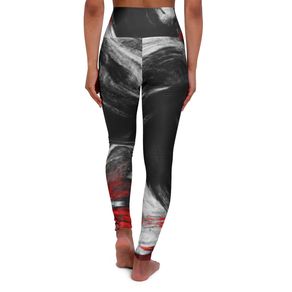 Womens High-waist Fitness Legging Yoga Pants - Decorative Black Red White