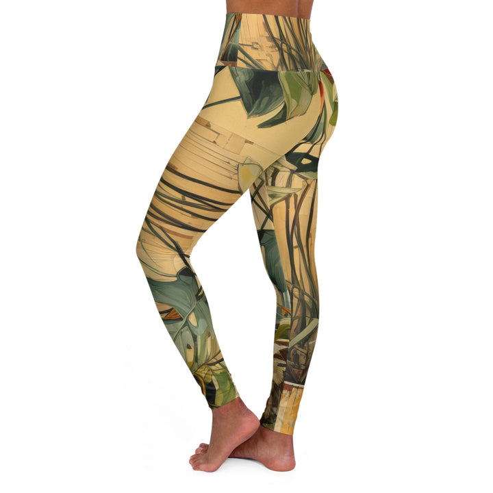 Womens High-waist Fitness Legging Yoga Pants - Earthy Rustic Potted Plants