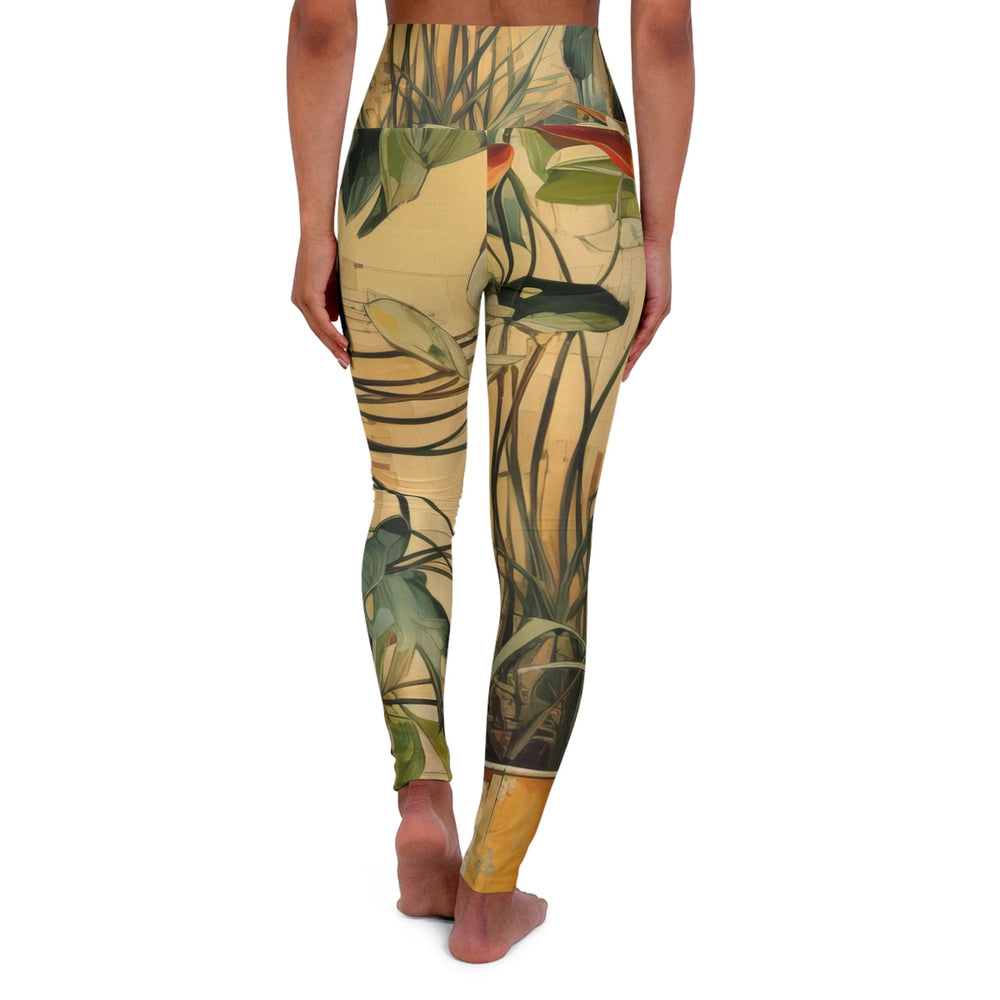 Womens High-waist Fitness Legging Yoga Pants Earthy Rustic Potted Plants Print