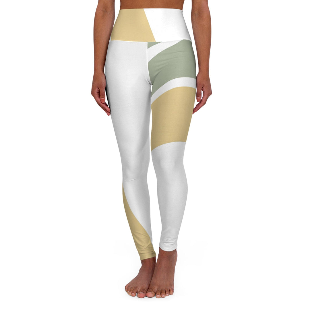 Womens High-waist Fitness Legging Yoga Pants Green Abstract Geometric Pattern