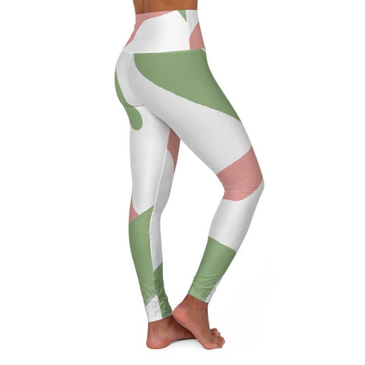 Womens High-waist Fitness Legging Yoga Pants - Green Mauve Abstract Brush