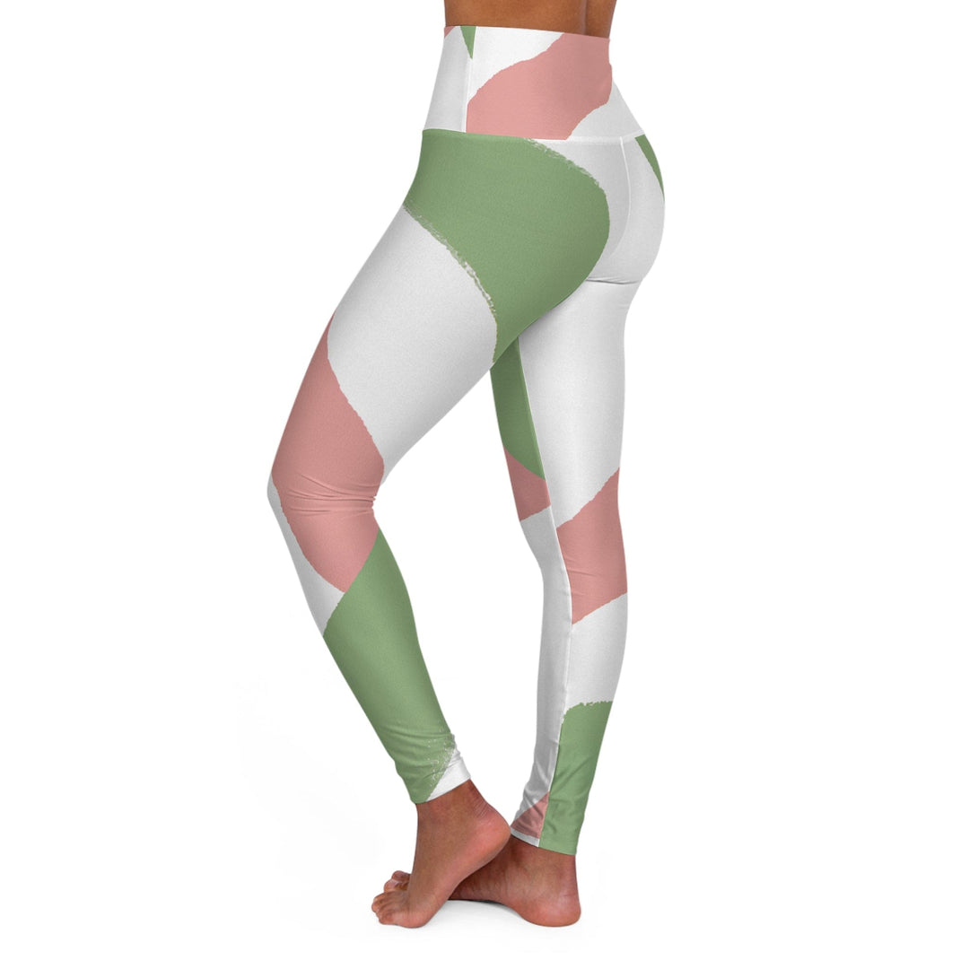 Womens High-waist Fitness Legging Yoga Pants - Green Mauve Abstract Brush