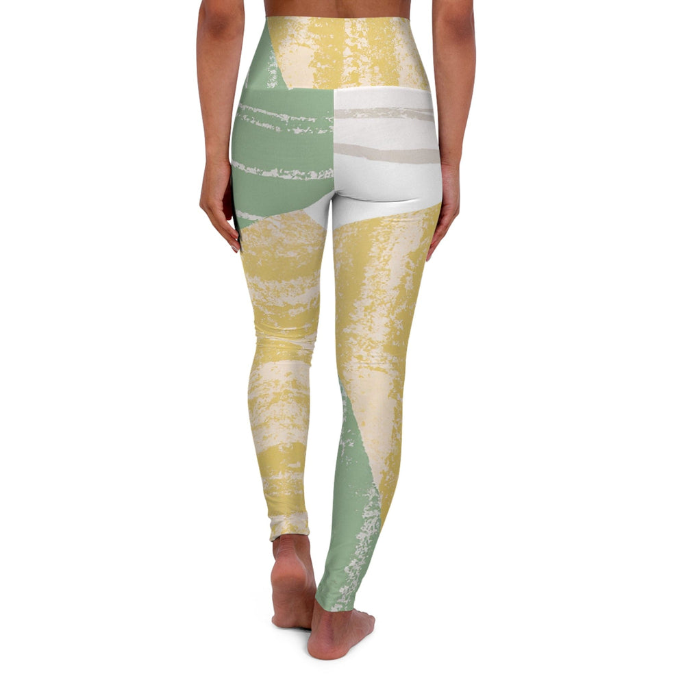 Womens High-waist Fitness Legging Yoga Pants Green Textured Boho Pattern