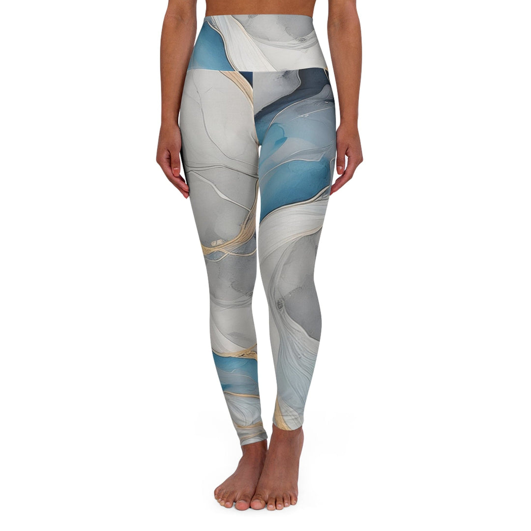 Womens High-waist Fitness Legging Yoga Pants Marble Cloud of Grey Pink Blue