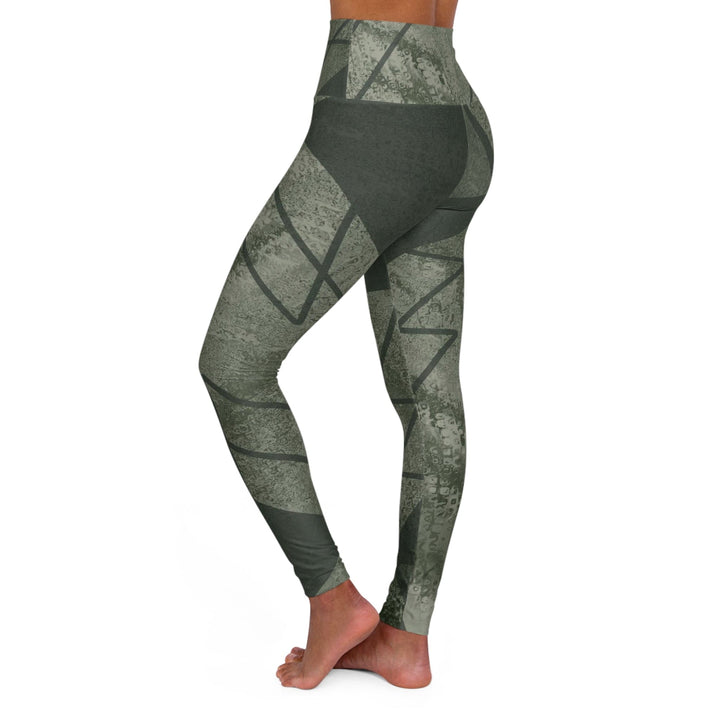 Womens High-waist Fitness Legging Yoga Pants - Olive Green Triangular