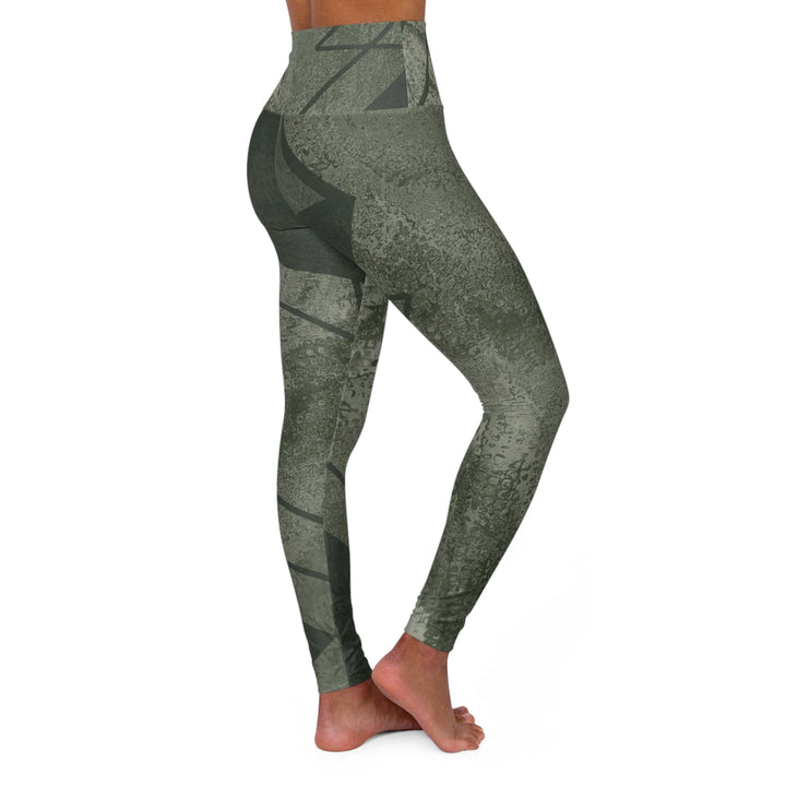 Womens High-waist Fitness Legging Yoga Pants - Olive Green Triangular