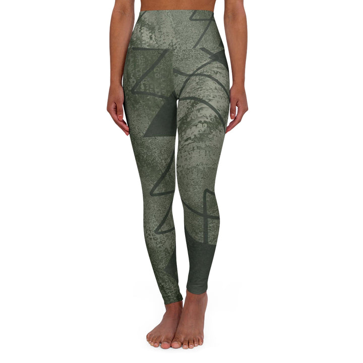 Womens High-waist Fitness Legging Yoga Pants - Olive Green Triangular