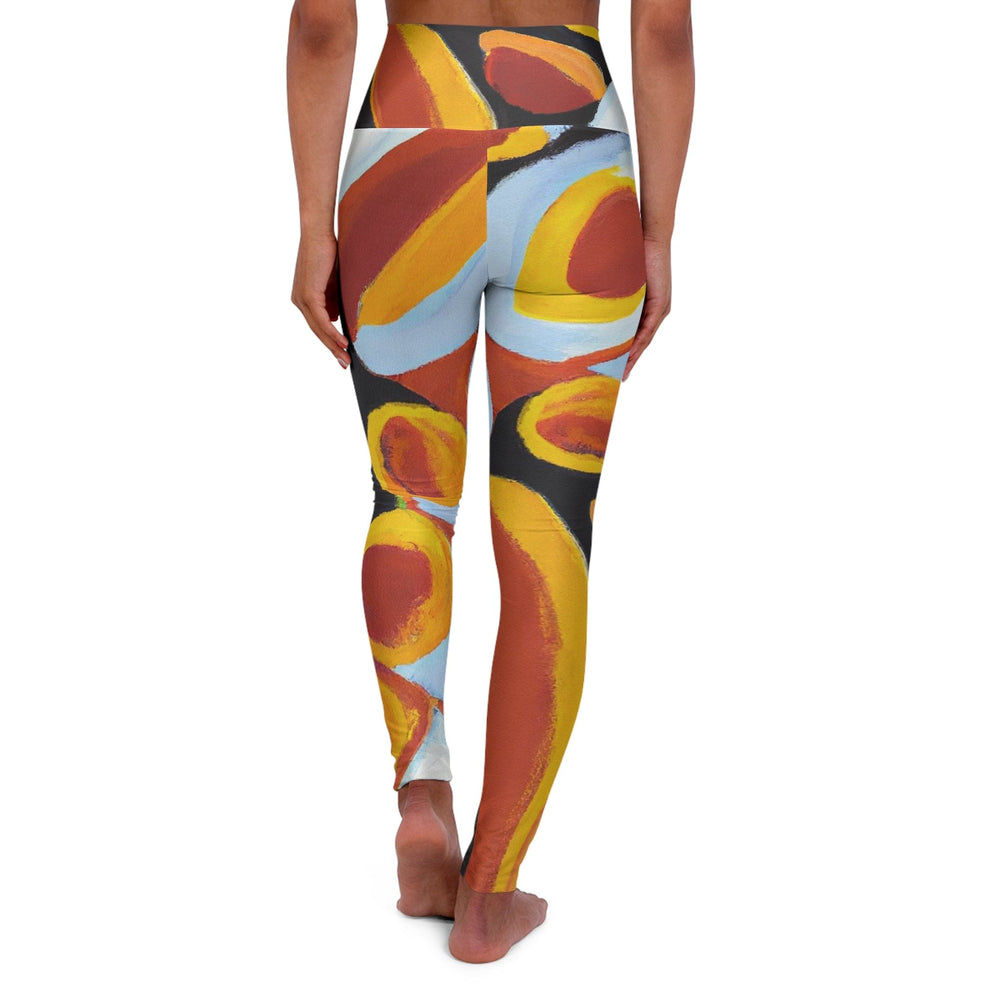 Womens High-waist Fitness Legging Yoga Pants Orange Black White Geometric Print