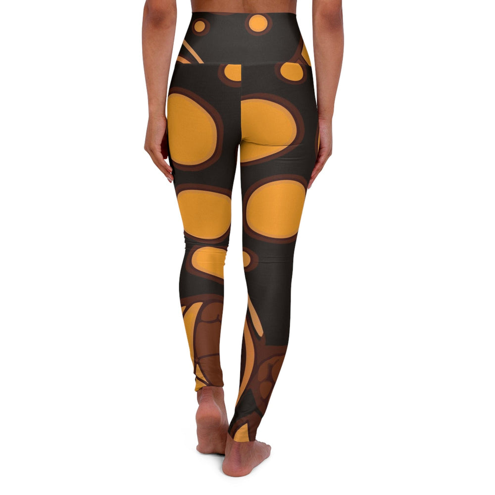 Womens High-waist Fitness Legging Yoga Pants Orange Brown Spotted Print