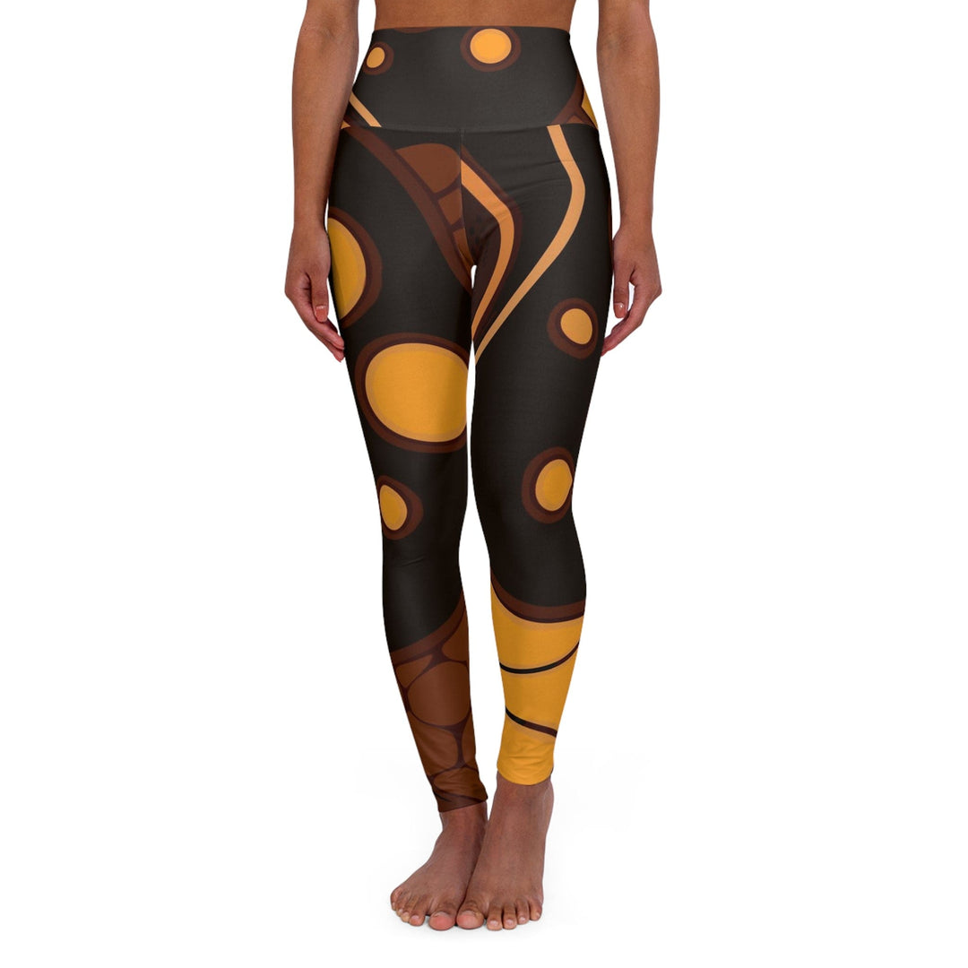 Womens High-waist Fitness Legging Yoga Pants Orange Brown Spotted Print