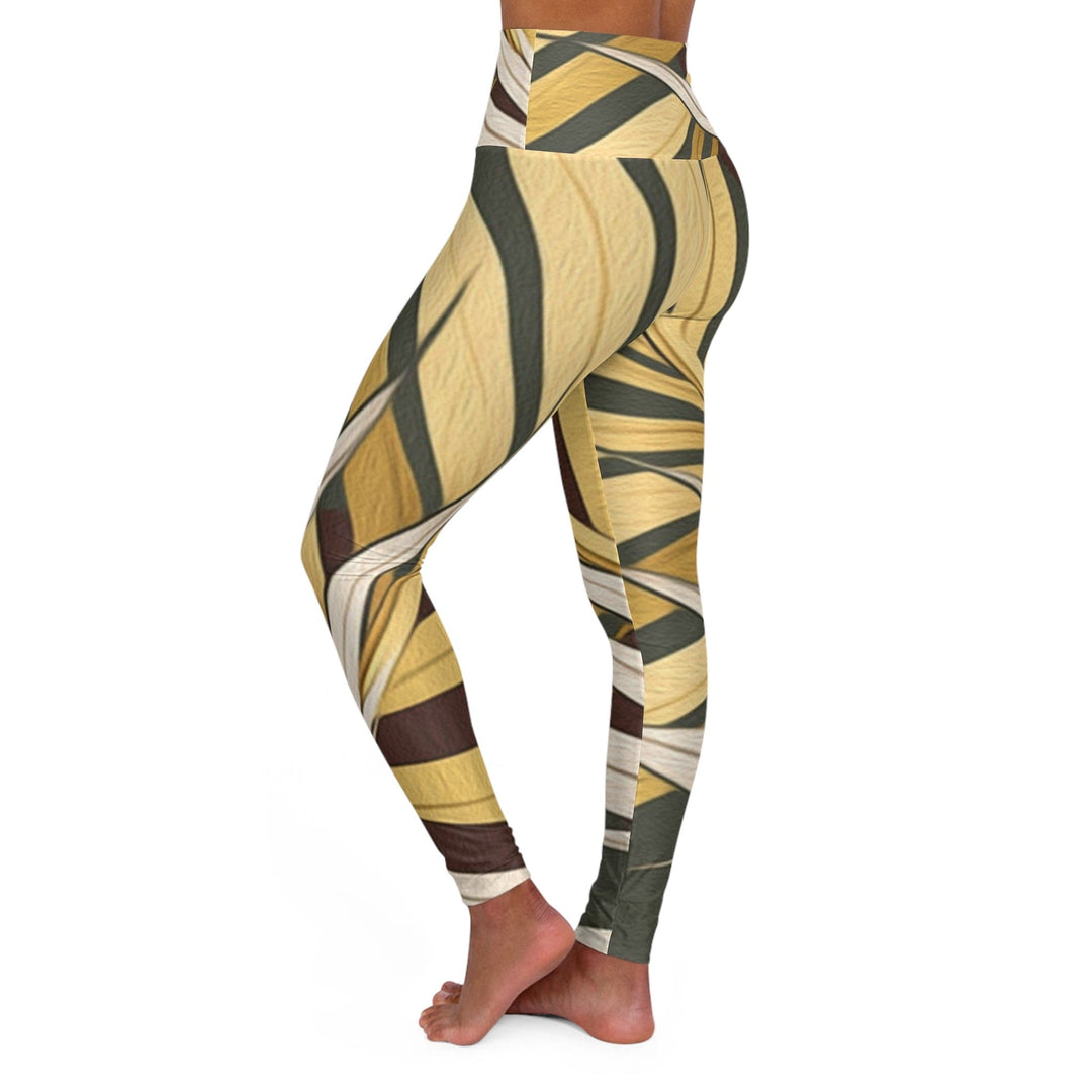 Womens High-waist Fitness Legging Yoga Pants Palm Tree Leaves Pattern - Womens