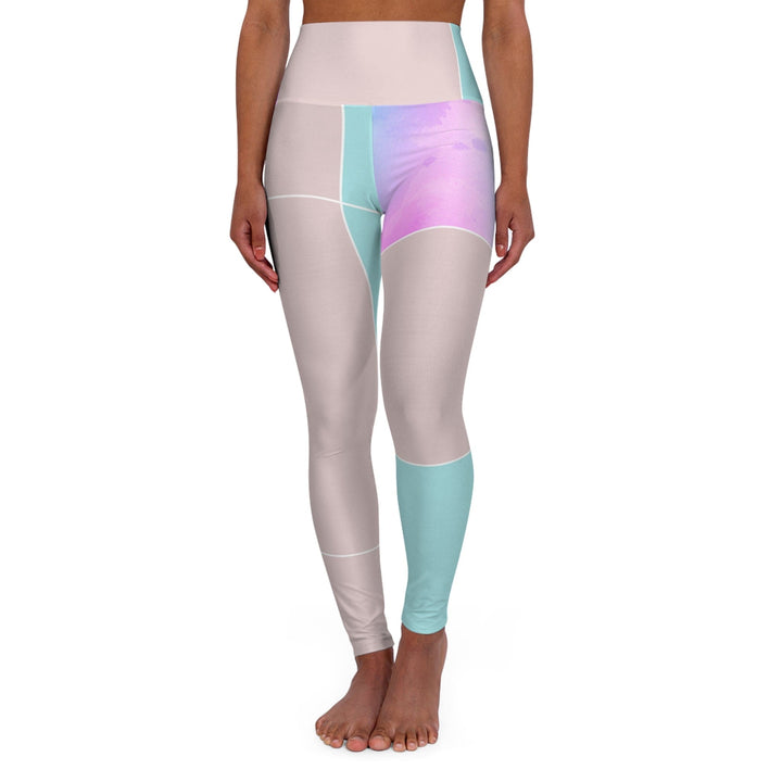 Womens High-waist Fitness Legging Yoga Pants Pastel Colorblock Watercolor