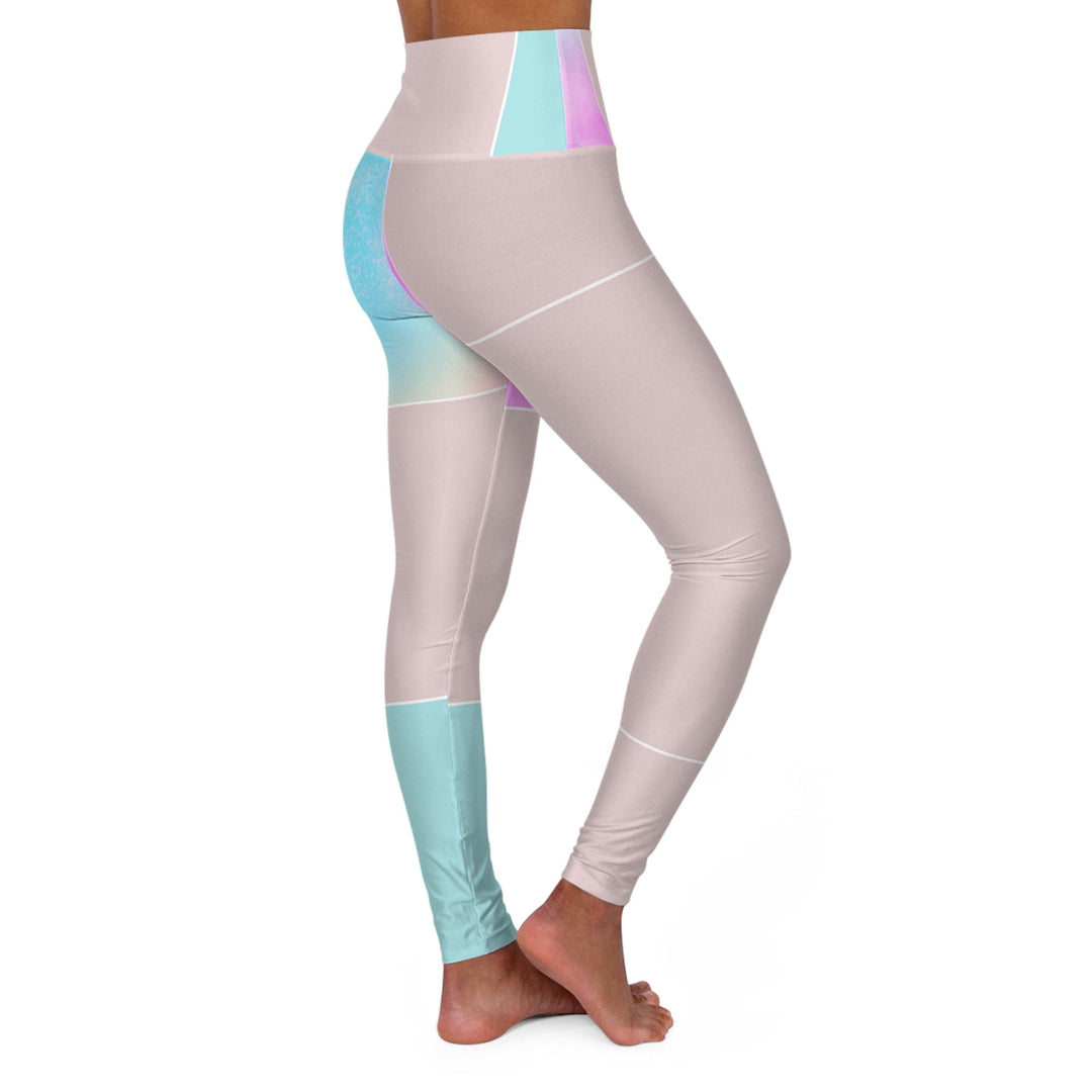 Womens High-waist Fitness Legging Yoga Pants Pastel Colorblock Watercolor