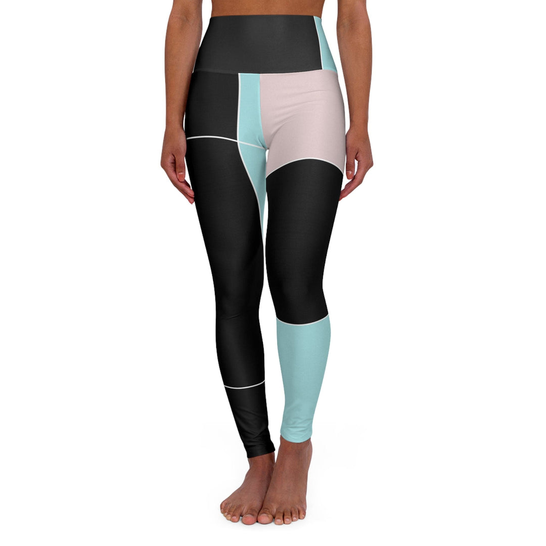 Womens High-waist Fitness Legging Yoga Pants Pastel Pink Black Blue Colorblock