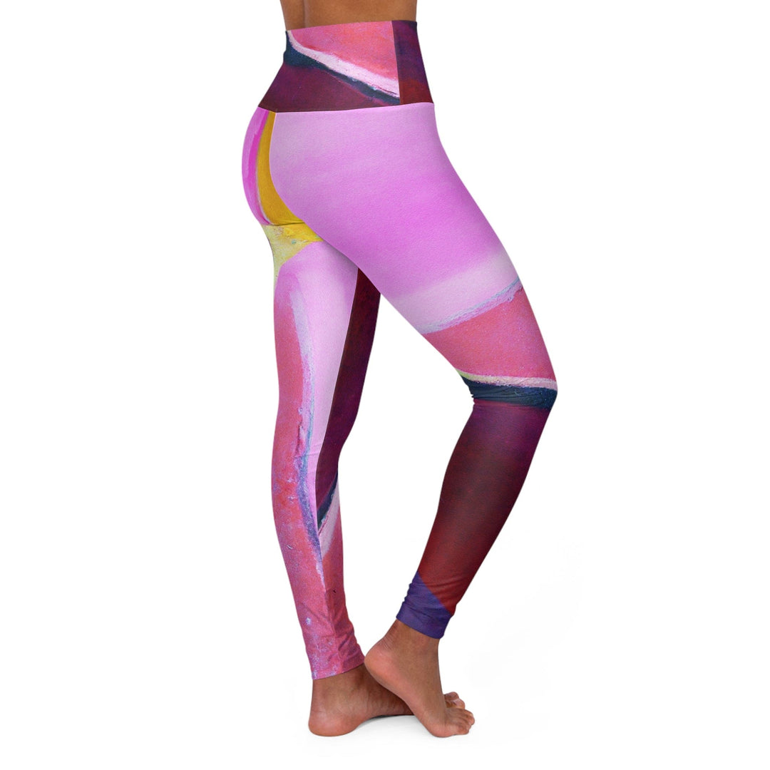 Womens High-waist Fitness Legging Yoga Pants Pink and Purple Pattern - Womens