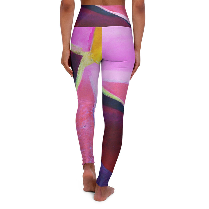 Womens High-waist Fitness Legging Yoga Pants Pink and Purple Pattern - Womens