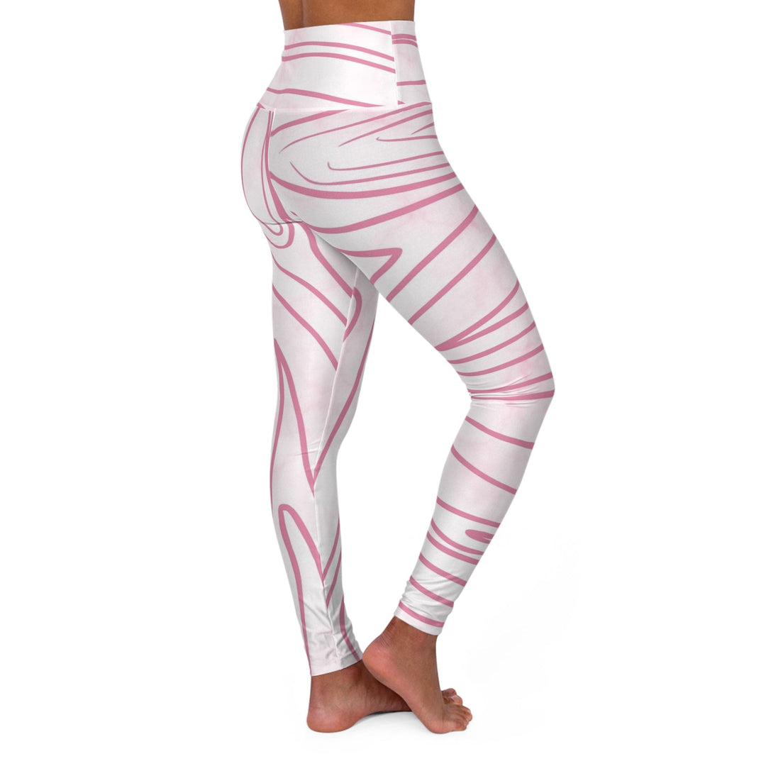 Womens High-waist Fitness Legging Yoga Pants Pink Line Art Sketch Print