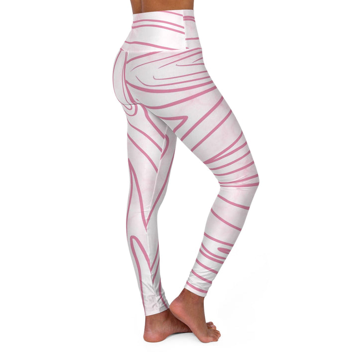 Womens High-waist Fitness Legging Yoga Pants Pink Line Art Sketch Print