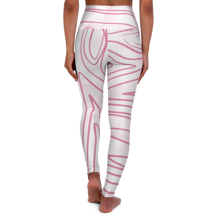 Womens High-waist Fitness Legging Yoga Pants Pink Line Art Sketch Print