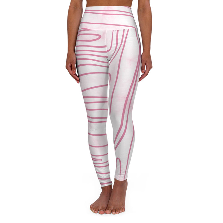 Womens High-waist Fitness Legging Yoga Pants Pink Line Art Sketch Print