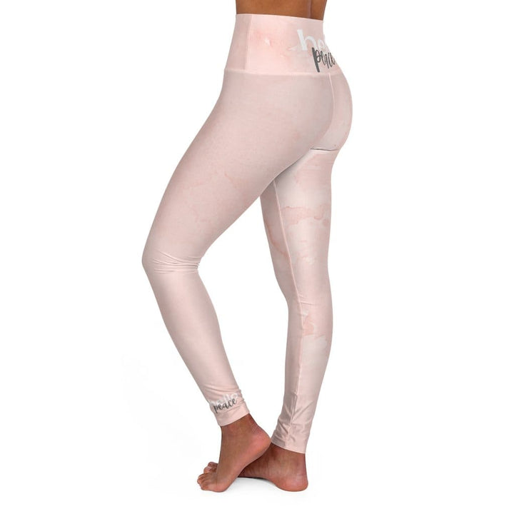 Womens High-waist Fitness Legging Yoga Pants Pink Peach Marble - Womens