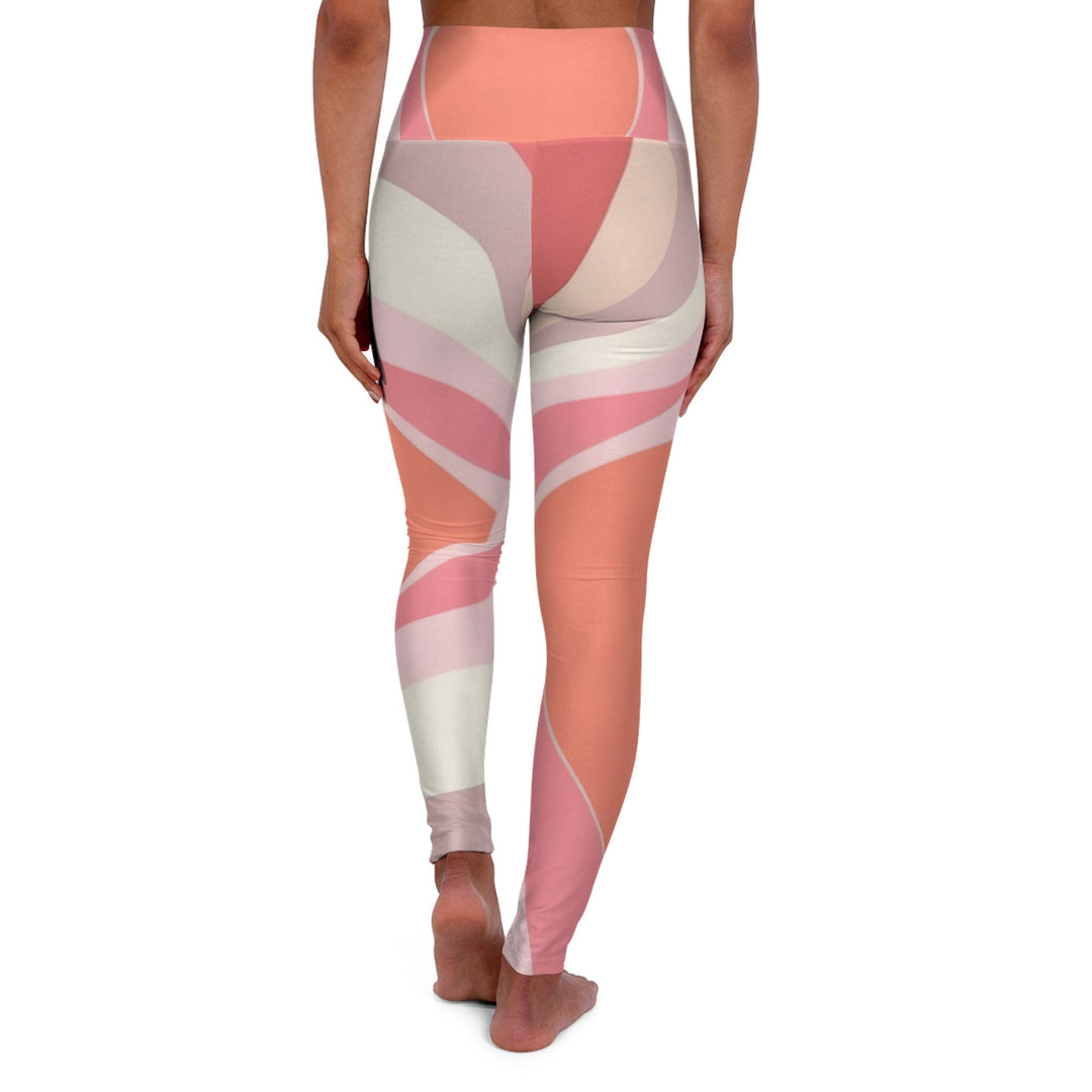 Womens High-waist Fitness Legging Yoga Pants - Pink White Boho Swirl Lines