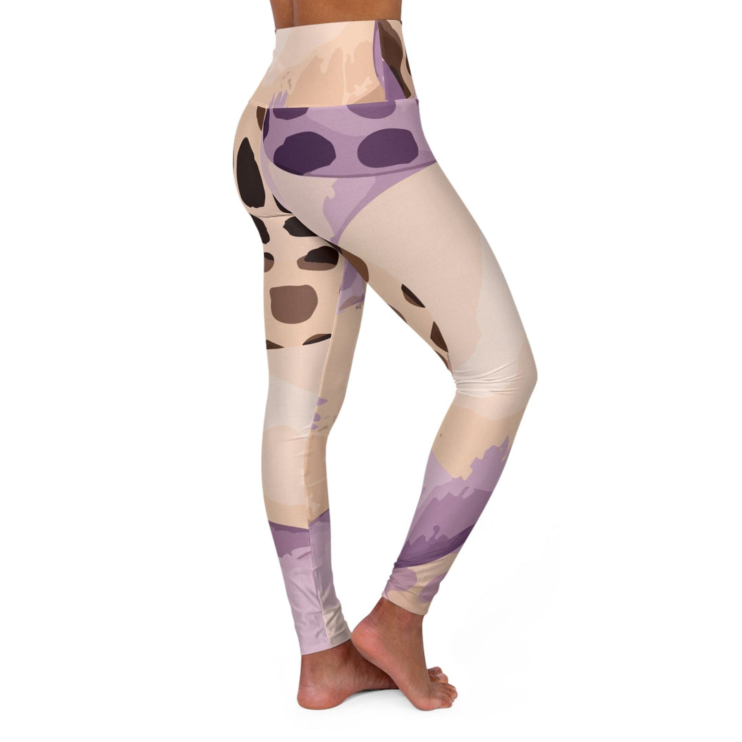 Womens High-waist Fitness Legging Yoga Pants - Purple Lavender Spotted Print