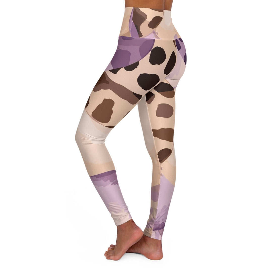 Womens High-waist Fitness Legging Yoga Pants - Purple Lavender Spotted Print