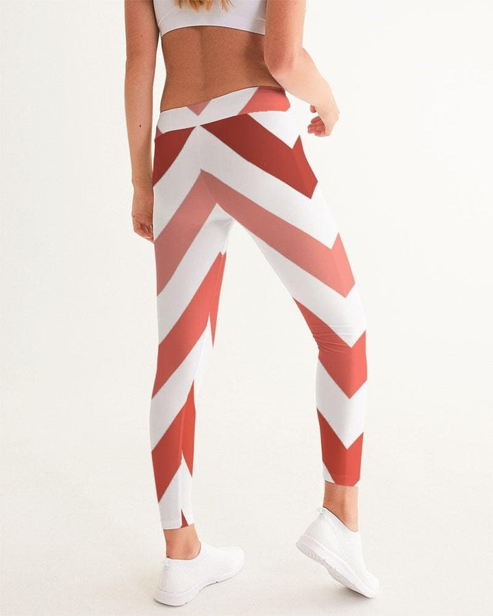 Womens High-waist Fitness Legging Yoga Pants Red White Herringbone - Womens