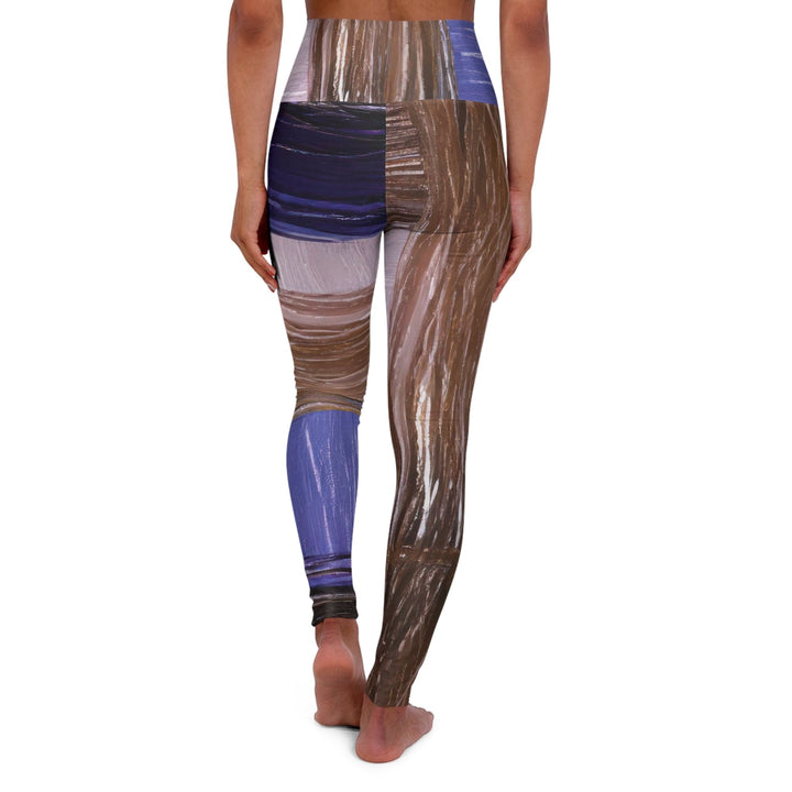 Womens High-waist Fitness Legging Yoga Pants - Rustic Brown Interweave Print