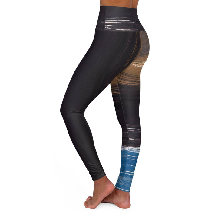 Womens High-waist Fitness Legging Yoga Pants - Rustic Purple Brown Design