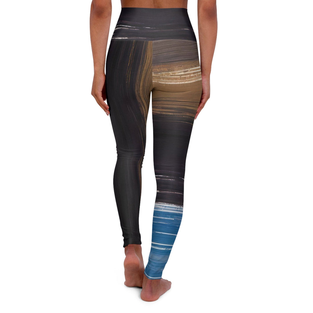 Womens High-waist Fitness Legging Yoga Pants - Rustic Purple Brown Design