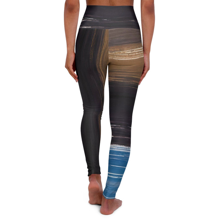 Womens High-waist Fitness Legging Yoga Pants - Rustic Purple Brown Design