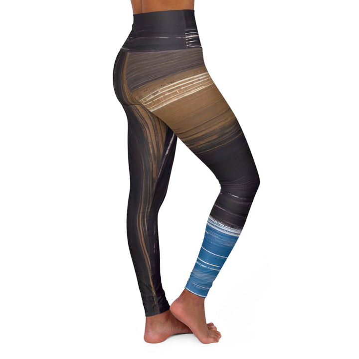 Womens High-waist Fitness Legging Yoga Pants - Rustic Purple Brown Design
